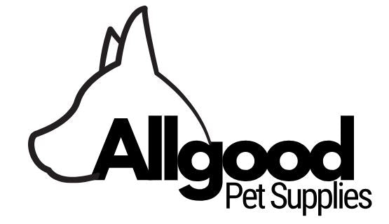 Photo outline of a dog with Allgood Pet Supplies logo