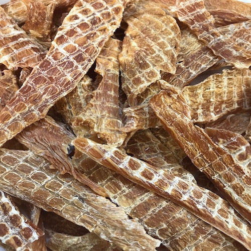 Close up photo of dehydrated chicken pieces
