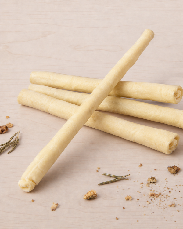 Allgood 12-inch beef tail dog chew on a beige background