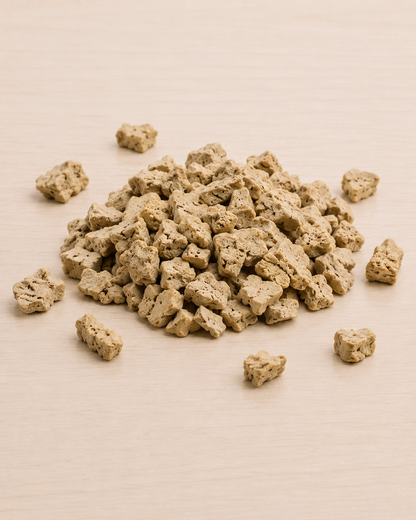 Allgood-freeze dried chicken on a light beige surface.
