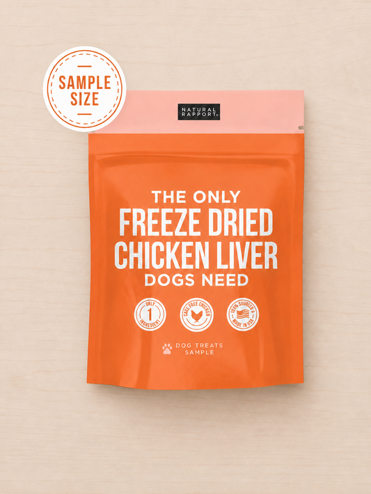 Allgood Freeze Dried treats in an orange stand-up pouch on a light beige background