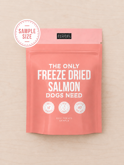 Allgood freeze dried salmon-pink stand-up pouch of Freeze Dried Salmon Dog Treats, by Allgood. 
