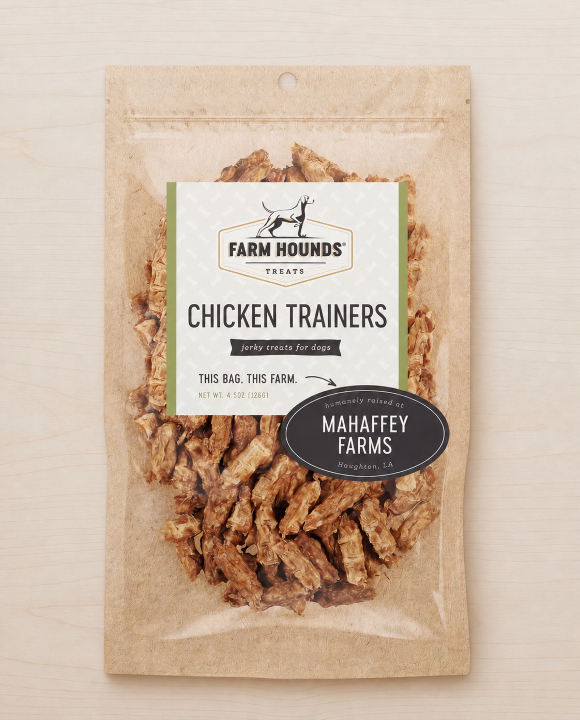 Allgood ackage of Chicken Trainers treats on a beige background