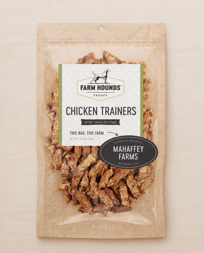 Allgood ackage of Chicken Trainers treats on a beige background