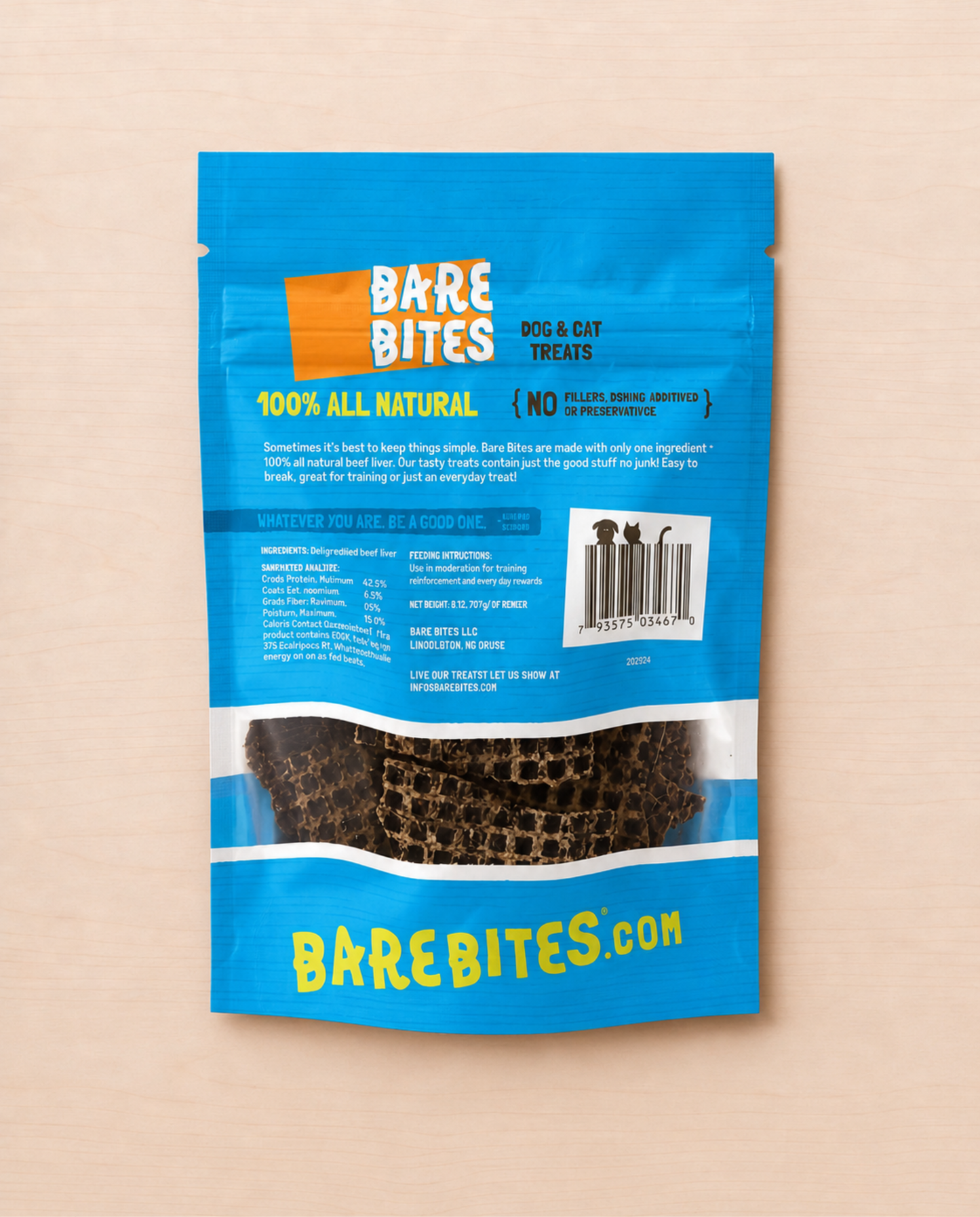 Allgood package of dog and cat treats on a beige background