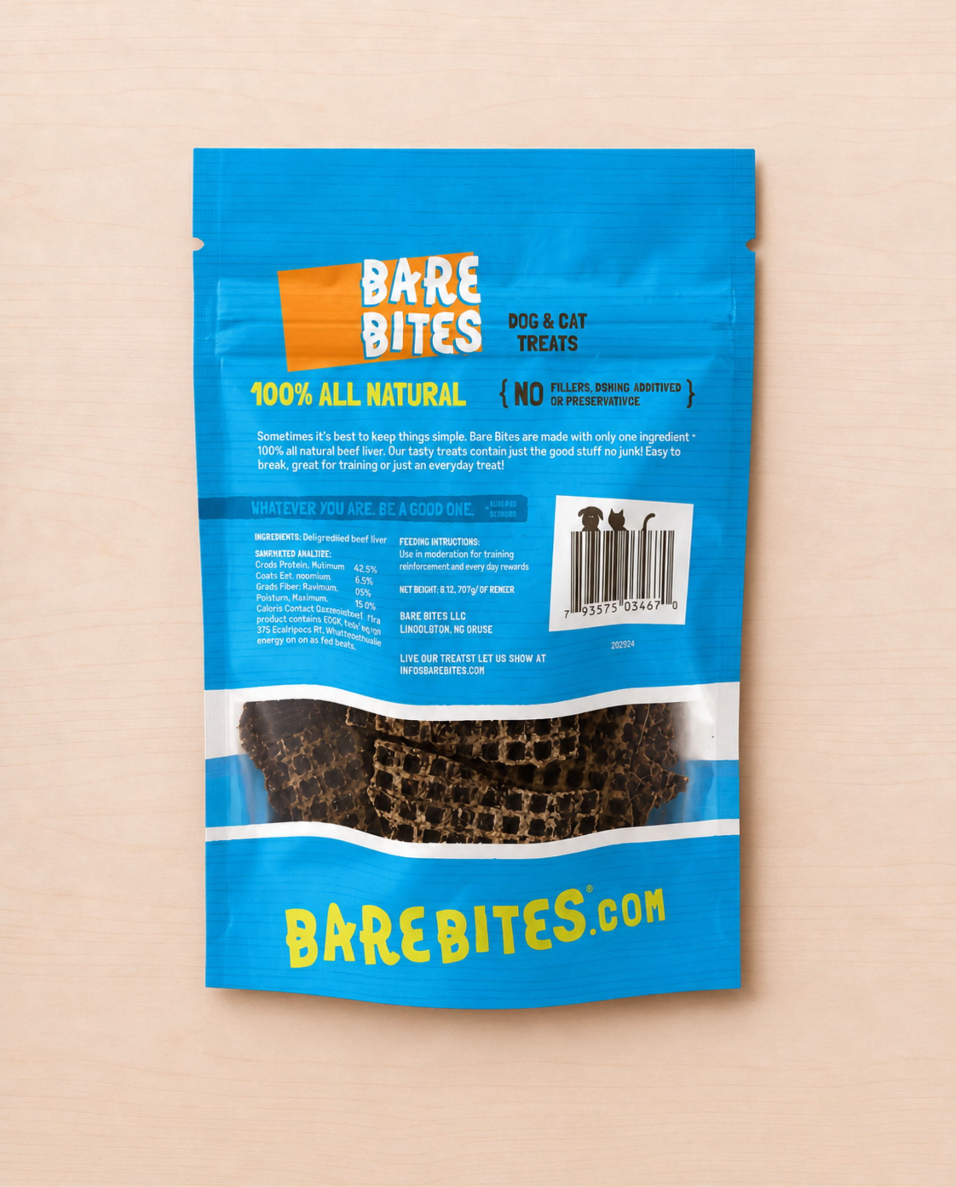 Allgood package of dog and cat treats on a beige background