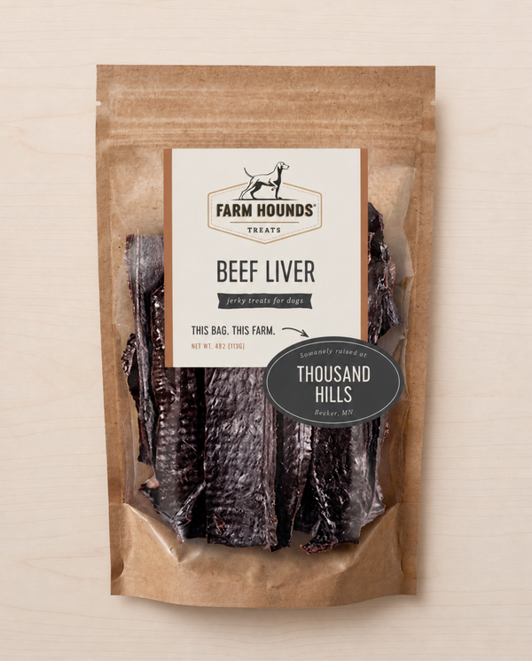 Allgood Beef Liver treats for dogs on a beige background