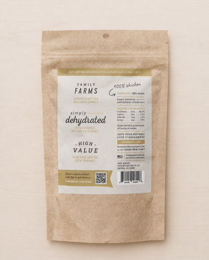 Allgood dehydrated dog treats on a beige background