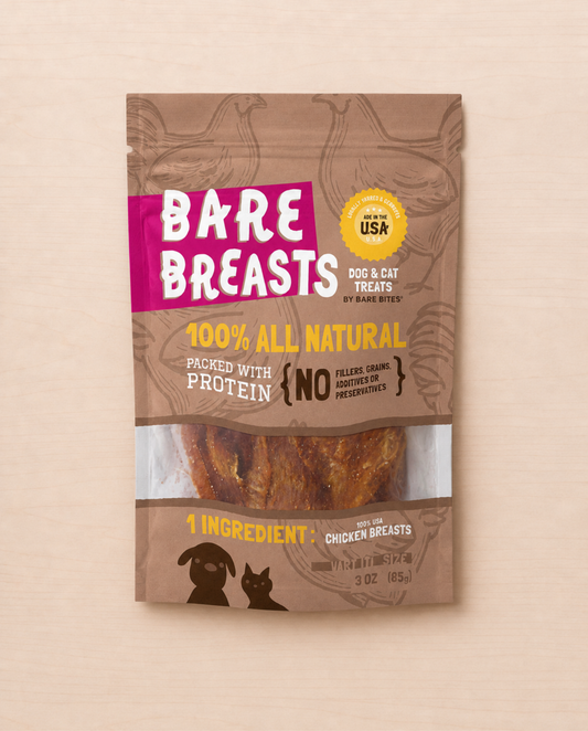 Allgood chicken package of dog and cat treats on a beige background